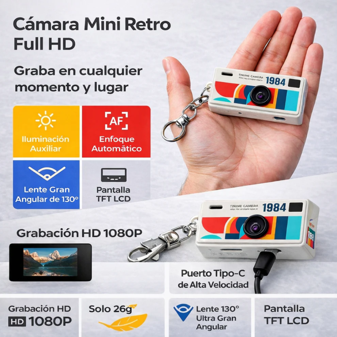 mini cámara digital llavero estilo retro